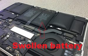 MacBook battery not charging - Swollen battery