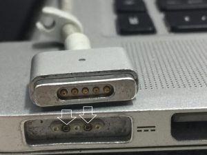 MacBook battery not charging - dirty MagSafe connectors